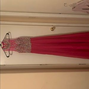 Hot Pink formal long sleeveless dress